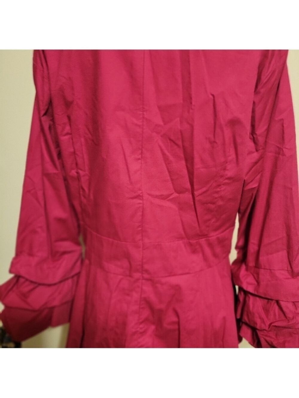 Ashley Stewart Red Sangria  Ruffled Sleeve Top Size 18 - Picture 3 of 6
